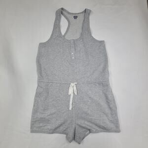 Aerie Racerback Romper Heather Gray Women's Henley Button Drawstring Waist M
